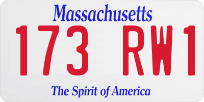 MA license plate 173RW1