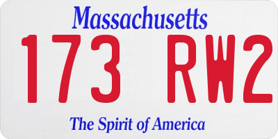 MA license plate 173RW2