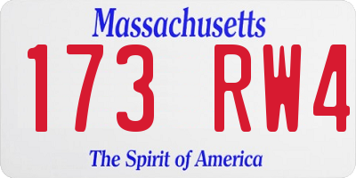 MA license plate 173RW4