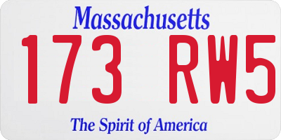 MA license plate 173RW5