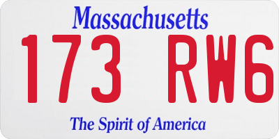 MA license plate 173RW6