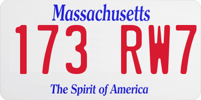 MA license plate 173RW7