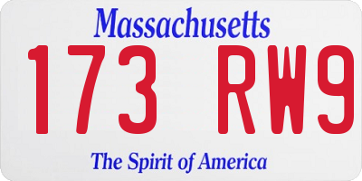 MA license plate 173RW9