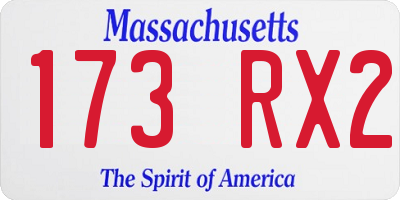 MA license plate 173RX2