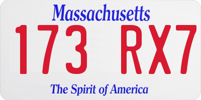 MA license plate 173RX7