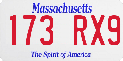 MA license plate 173RX9