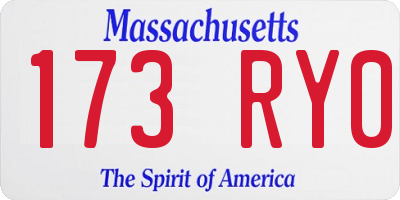 MA license plate 173RY0