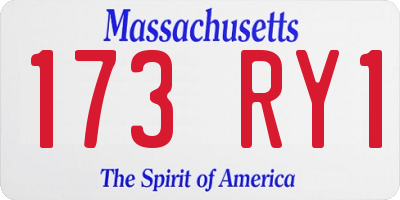 MA license plate 173RY1