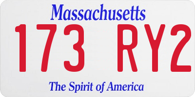 MA license plate 173RY2
