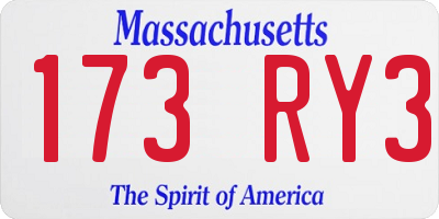 MA license plate 173RY3