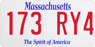MA license plate 173RY4