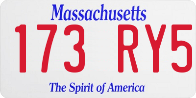 MA license plate 173RY5