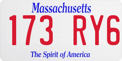 MA license plate 173RY6