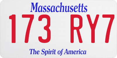 MA license plate 173RY7