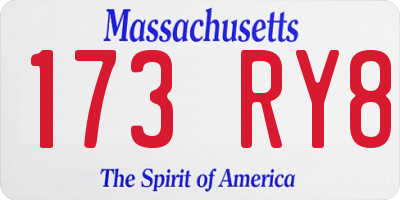 MA license plate 173RY8
