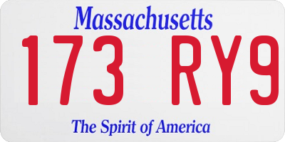 MA license plate 173RY9