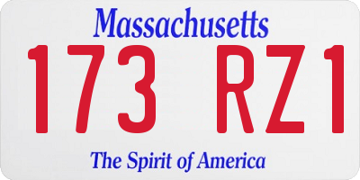 MA license plate 173RZ1