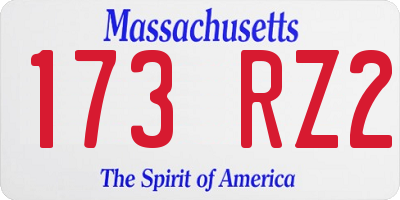 MA license plate 173RZ2