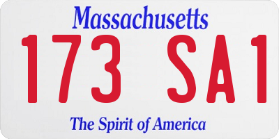 MA license plate 173SA1
