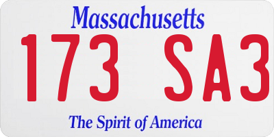 MA license plate 173SA3