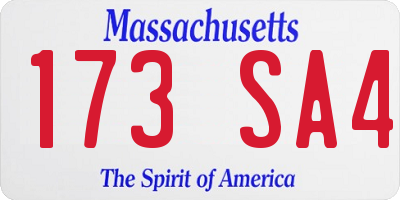 MA license plate 173SA4