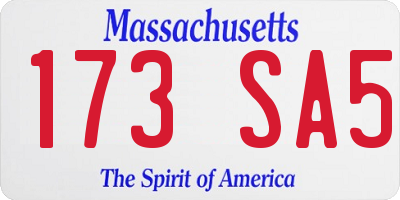 MA license plate 173SA5