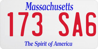 MA license plate 173SA6
