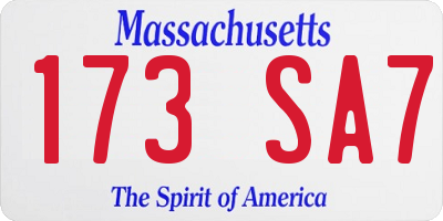 MA license plate 173SA7