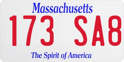 MA license plate 173SA8