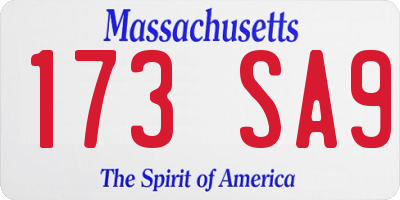 MA license plate 173SA9