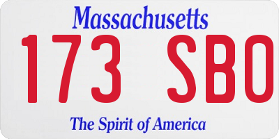 MA license plate 173SB0