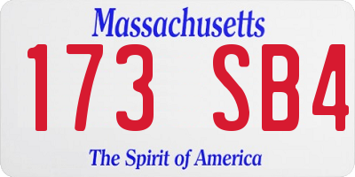 MA license plate 173SB4