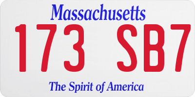 MA license plate 173SB7