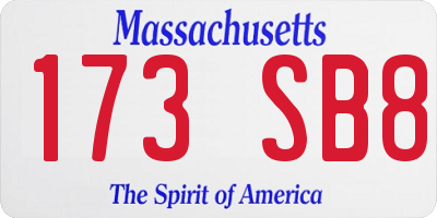 MA license plate 173SB8