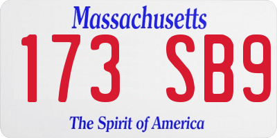 MA license plate 173SB9