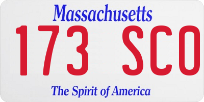 MA license plate 173SC0