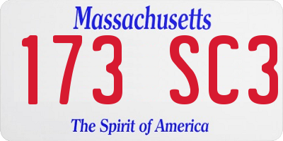 MA license plate 173SC3