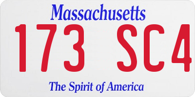 MA license plate 173SC4