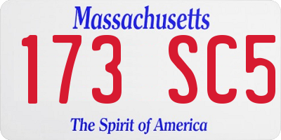 MA license plate 173SC5