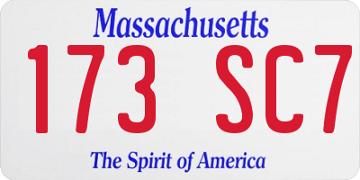 MA license plate 173SC7