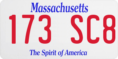 MA license plate 173SC8