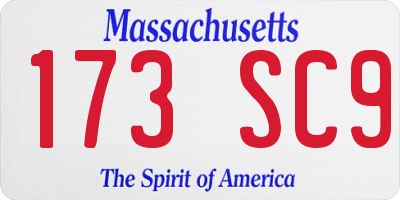MA license plate 173SC9