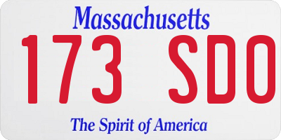 MA license plate 173SD0