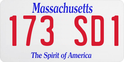 MA license plate 173SD1