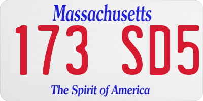 MA license plate 173SD5