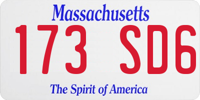 MA license plate 173SD6
