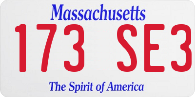 MA license plate 173SE3