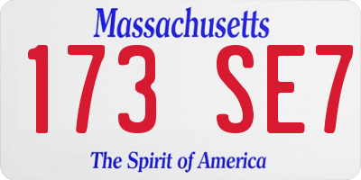 MA license plate 173SE7