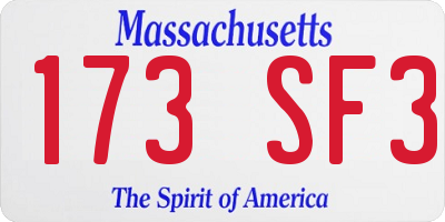 MA license plate 173SF3