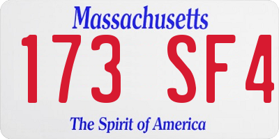 MA license plate 173SF4